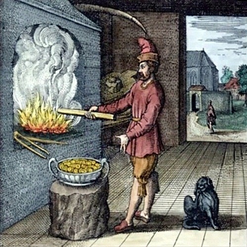 Símbolos de fuego y oro.