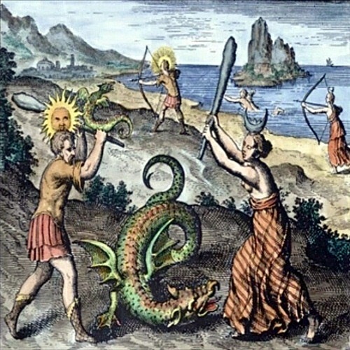 Dragón con Sol y Luna.